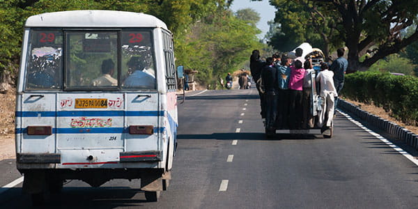 Bus on road in Jaipur
